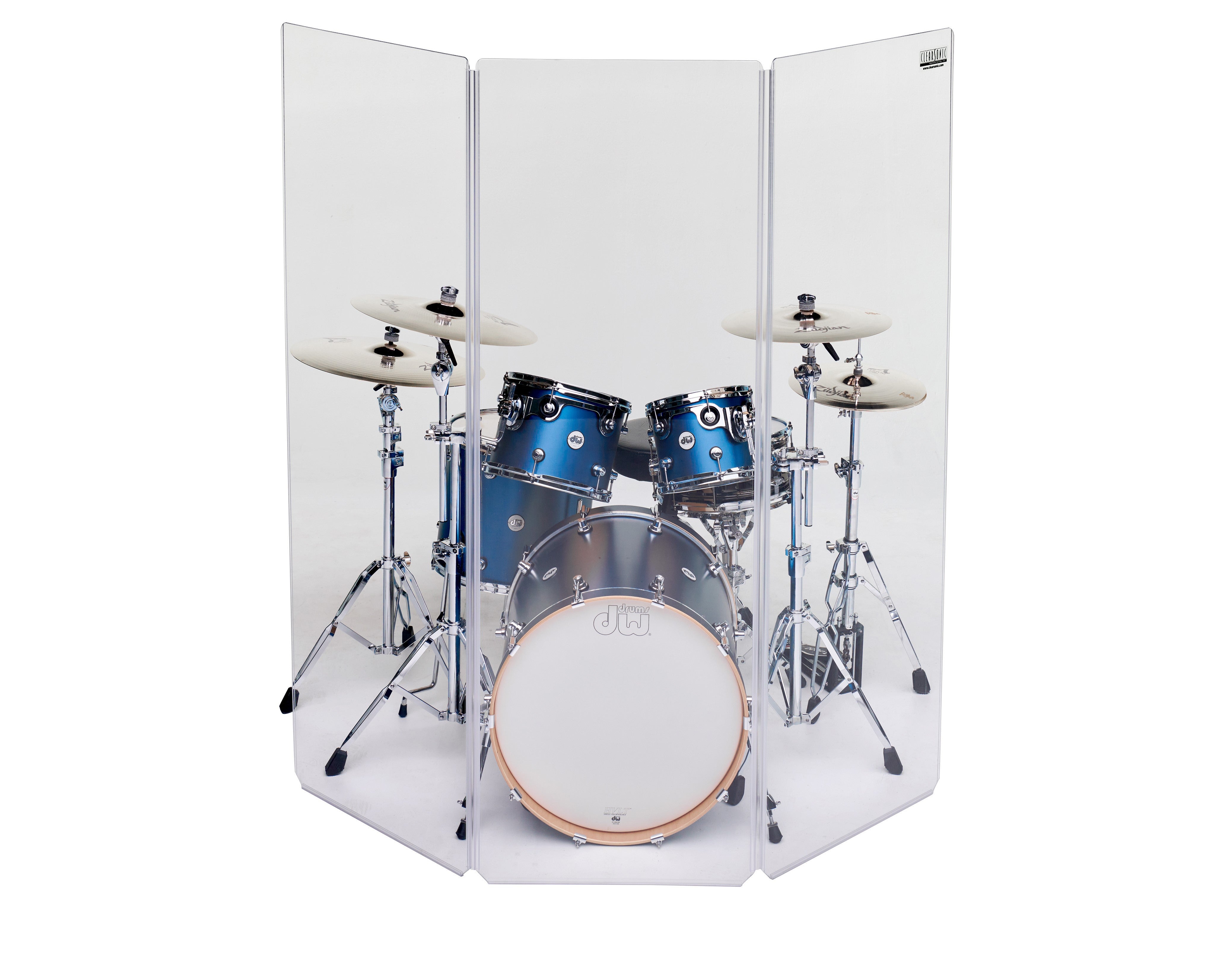 3 panel 6.5 ft. Tall Acrylic Drum Shield with Flexible Full-Length Hinges and Cable Cutouts A2478x3