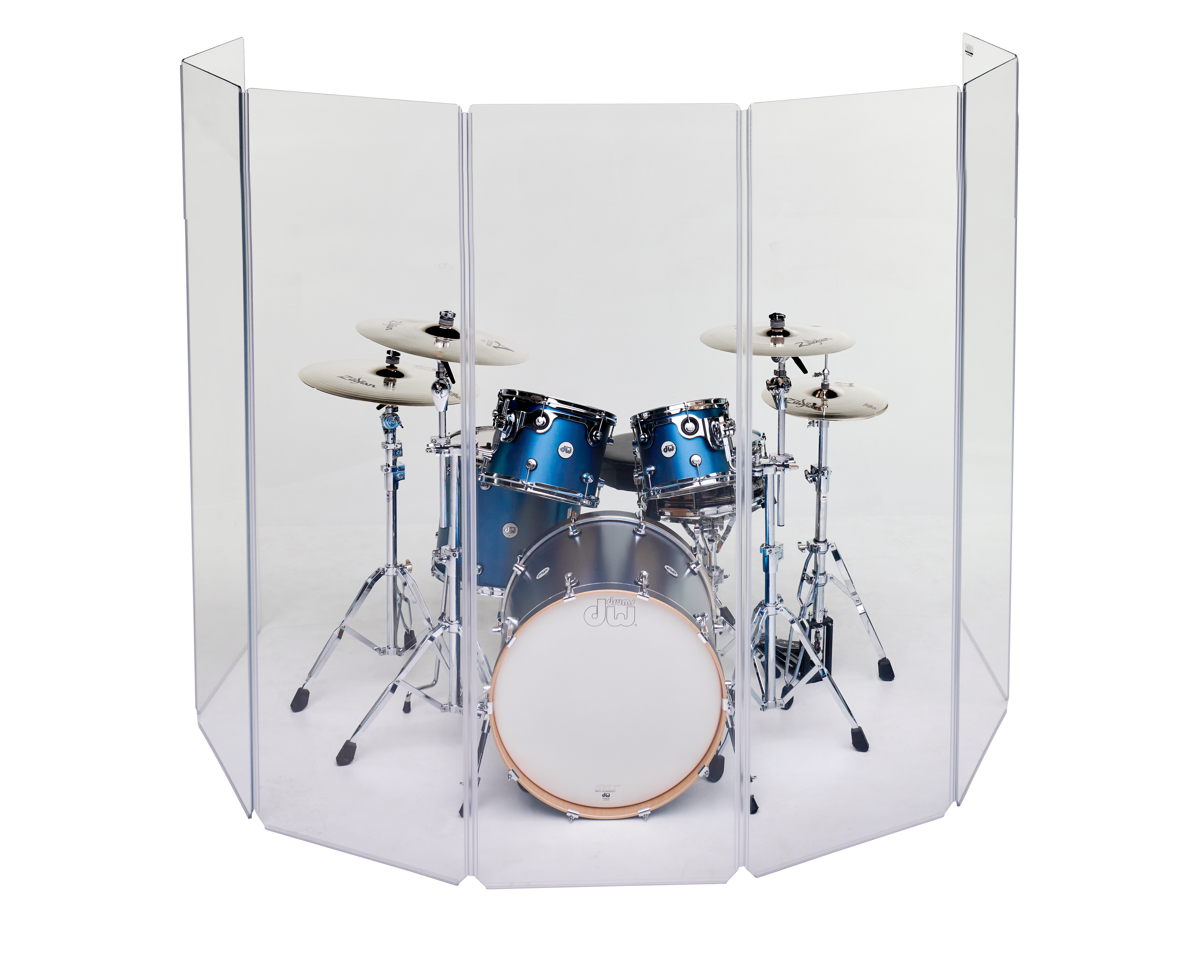 7 panel 6.5 ft. Tall Acrylic Drum Shield with Flexible Full-Length Hinges and Cable Cutouts A2478x7