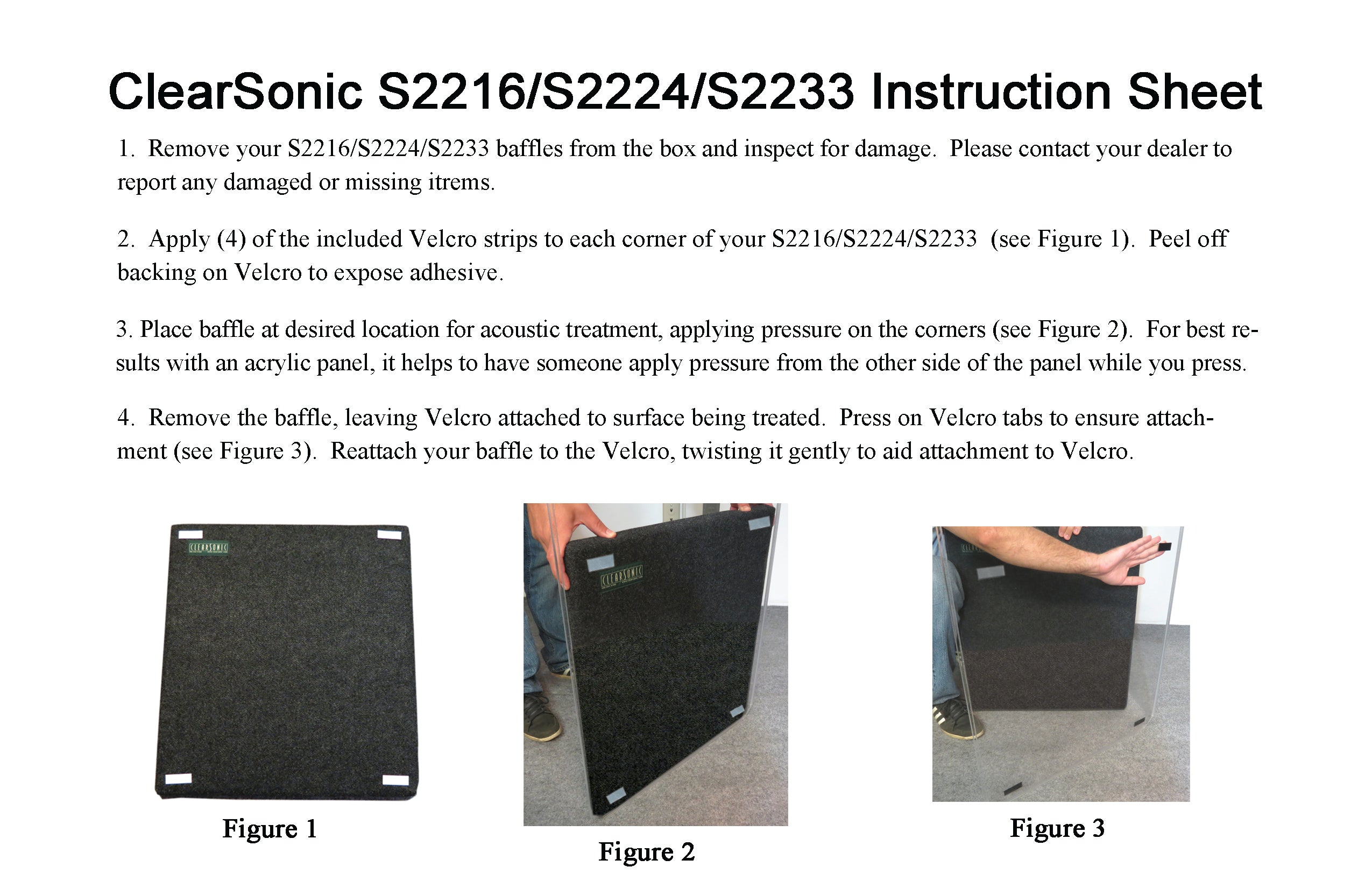 *BLEM* S2233-2PK - 2-Pack of 22” W x 33” L x 1.6” D Sorber Sound Absorption Baffle for Acoustic Treatment