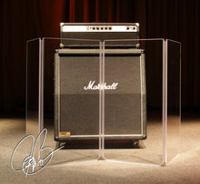 Joe Bonamassa's JB-4 signature amp shield on stage covering a Marshall 4x12 half stack.