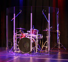 LITE2466x5 economy shield on stage around a drum set