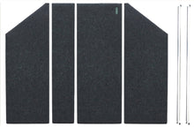 A large format lid for Drum Shield isolation booths measures 7 ft. 5.5 ft. and includes four sound absorption panels and two support bars