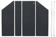 A large format lid for Drum Shield isolation booths measures 7 ft. 5.5 ft. and includes four sound absorption panels and two support bars