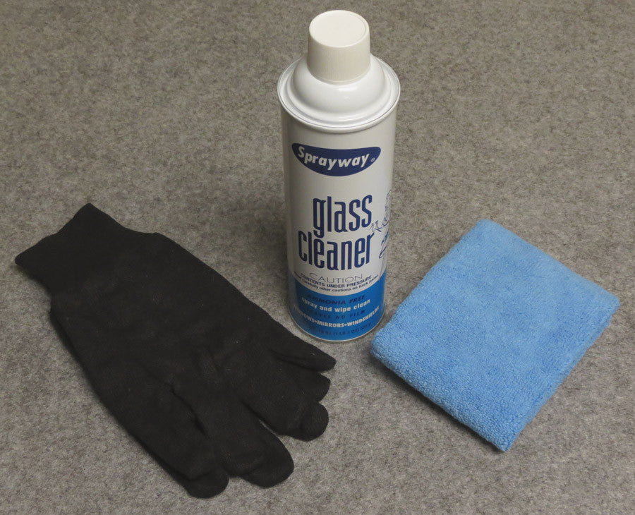 Cleaner Pac with jersey gloves, acrylic cleaner, and microfiber towel