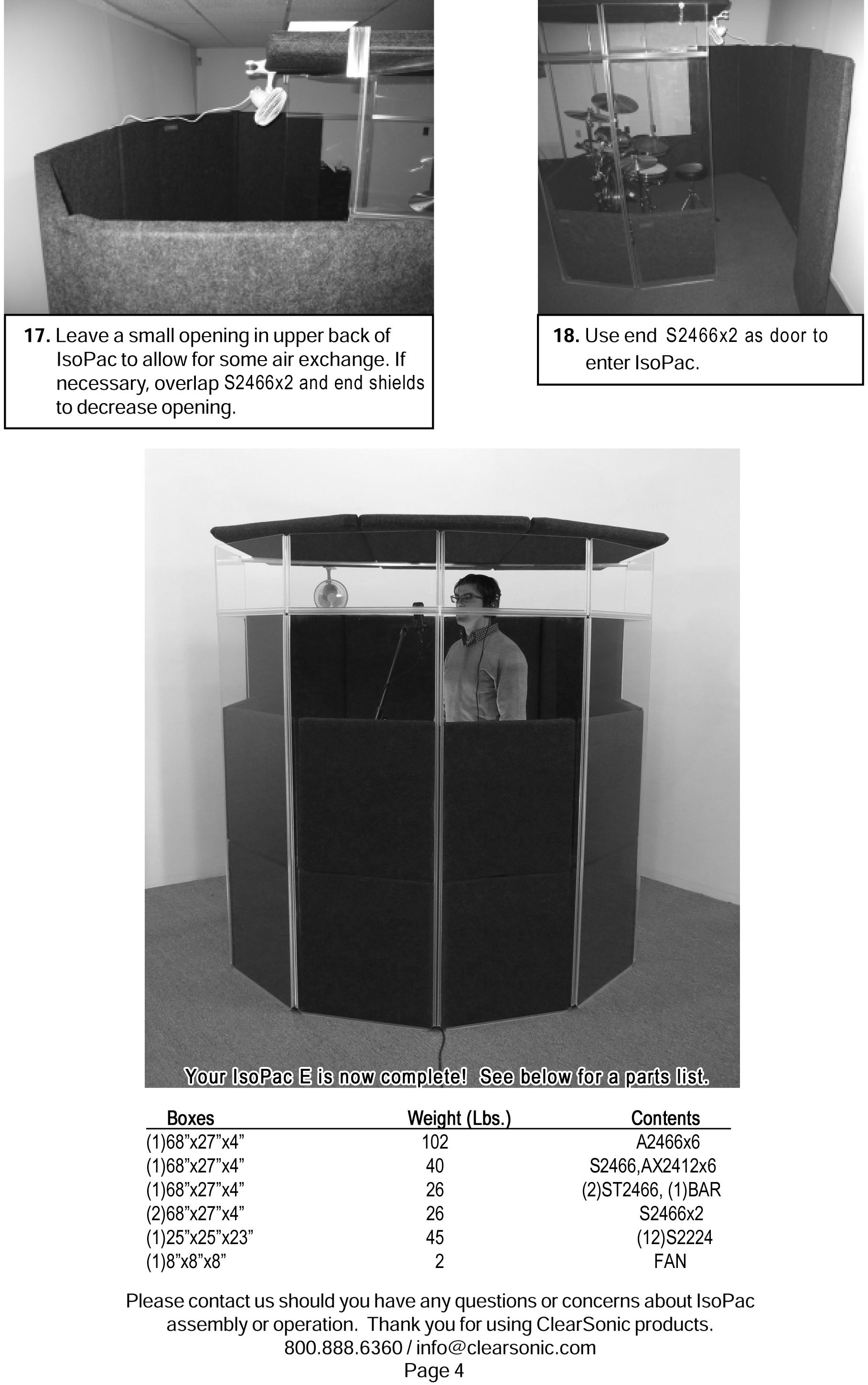 IPE - IsoPac E Portable Vocal Isolation Booth - 6’ W x 6’ D x 6.5’ H - 50-60% Volume Reduction